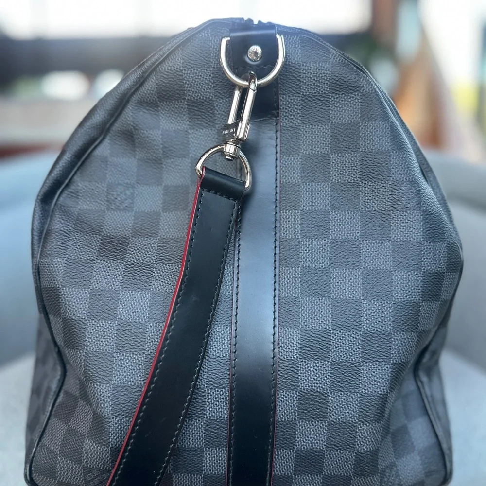 Louis Vuitton Keepall 55 Bandoulière Damier Graphite Red Trim Limited Edition